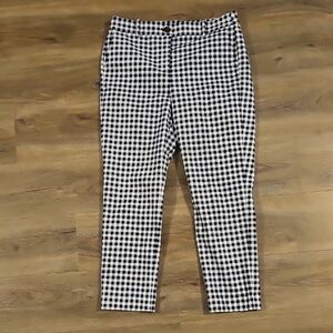 J. Crew Women's Navy and White Checkered Straight Leg Pants
